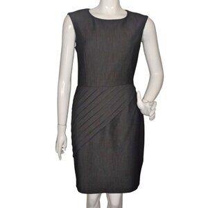 CALVIN KLEIN Dress, S, Folds/Origami Skirt, Sleeveless, Back Zip, Workwear, Gray